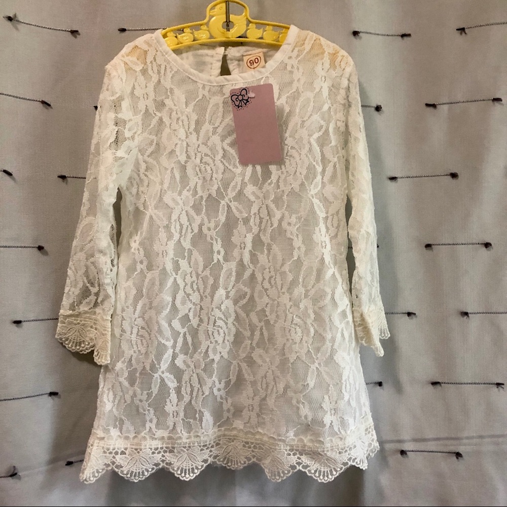 Lace ivory special occasion tunic or dress size 90 (12-18 months)
